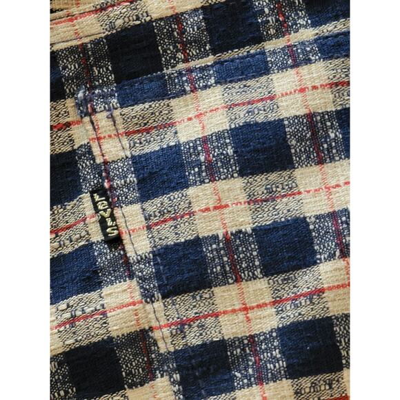 1960s Vintage Levi’s Gentleman Jeans Size 38 Navy Cream Red Plaid - Picture 5 of 8